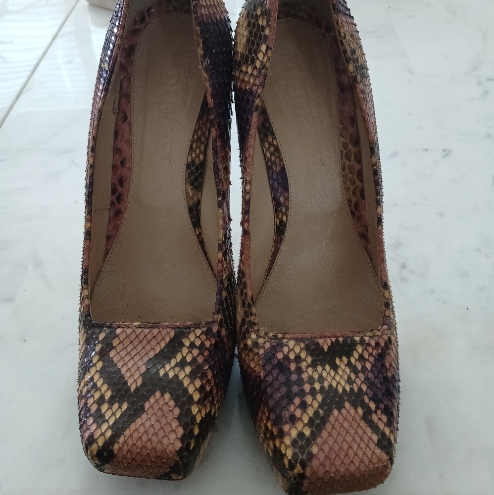 Alexander McQueen Brown Tan Heels Snakeskin Elegance